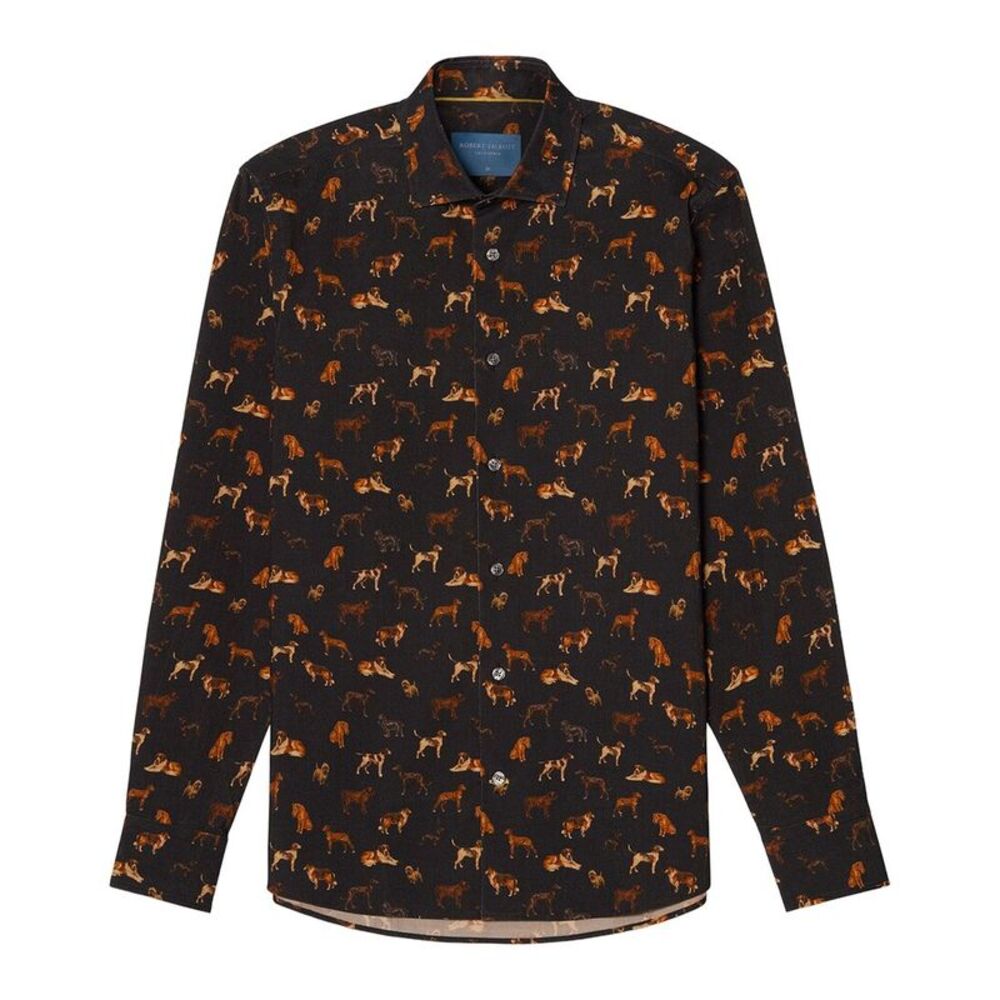 Robert Talbott Mens Reynolds Dog Print Pinwale Corduroy Shirt